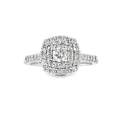 1.00ct Diamond Ctr Diamond Eng Only 14KT White Gold