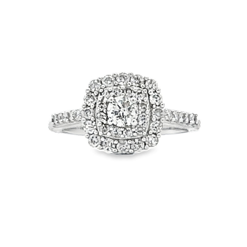 1.00ct Diamond Ctr Diamond Eng Only 14KT White Gold