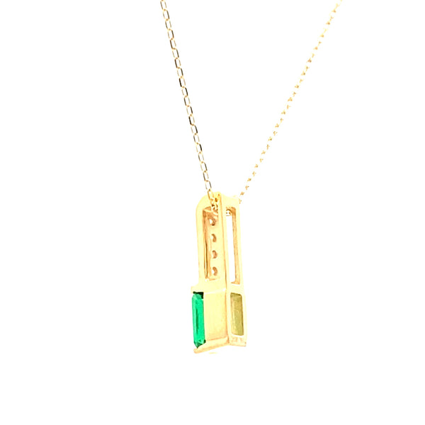 .06ct Created Emerald Fashion Pendants 10KT Yellow Gold