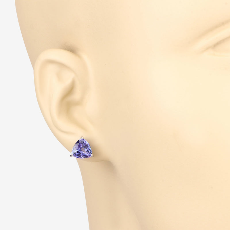 4.24 Carat Genuine Tanzanite 14K White Gold Earrings