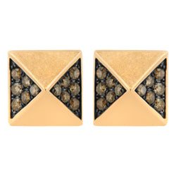 14K Rose Gold 1/4 Cttw Brown Diamond Pyramid Stud Earring (Brown Color, SI1-SI2 Clarity)