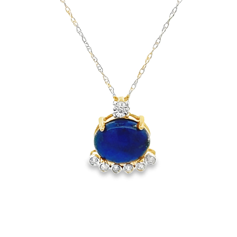 Lapis Lazuli Diamond Fashion Pendants 10KT Yellow Gold