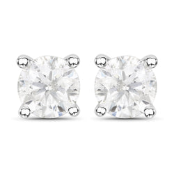 1.02 Carat Genuine White Diamond 14K White Gold Earrings