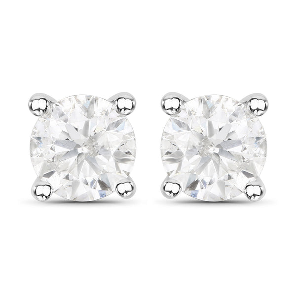 1.02 Carat Genuine White Diamond 14K White Gold Earrings