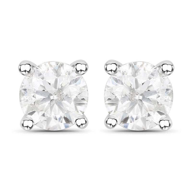 1.02 Carat Genuine White Diamond 14K White Gold Earrings