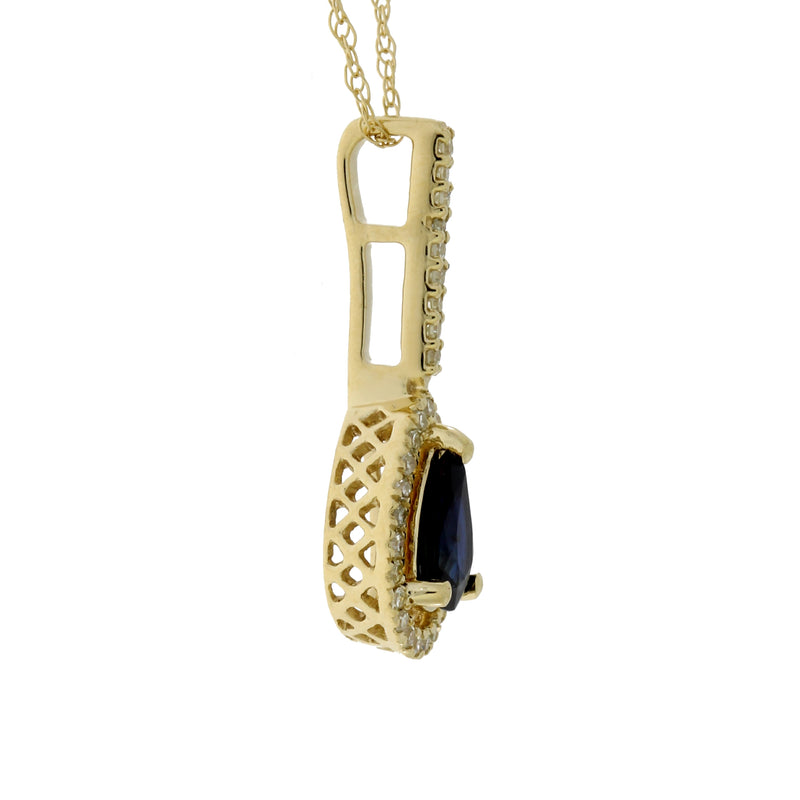 Sapphire Diamond Fashion Pendants 14KT Yellow Gold