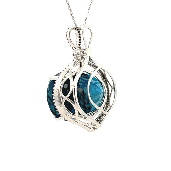 London Blue Topaz Fashion Pendants 14KT White Gold