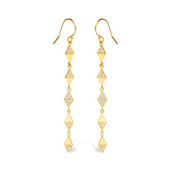 14K Yellow Gold 1/3 Cttw Diamond Studded Kite Drop and Dangle Earrings (H-I Color, SI2-I1 Clarity)