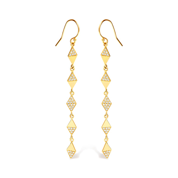 14K Yellow Gold 1/3 Cttw Diamond Studded Kite Drop and Dangle Earrings (H-I Color, SI2-I1 Clarity)