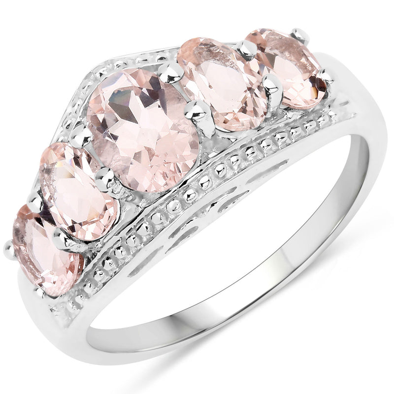 1.96 Carat Genuine Morganite .925 Sterling Silver Ring