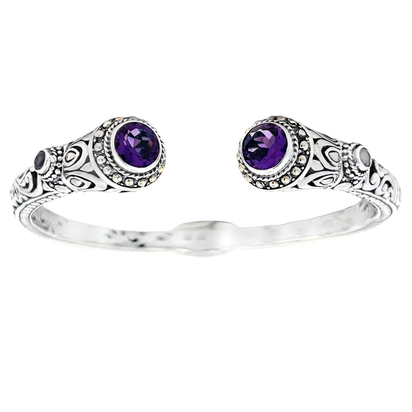 Amethyst Bangle Bracelet Sterling Silver 18KT Gold