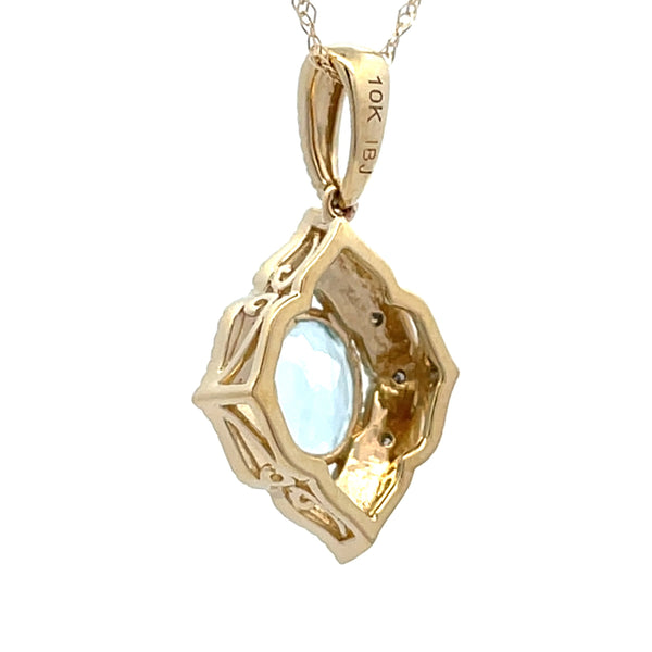 Aquamarine Diamond Fashion Pendants 10KT Yellow Gold