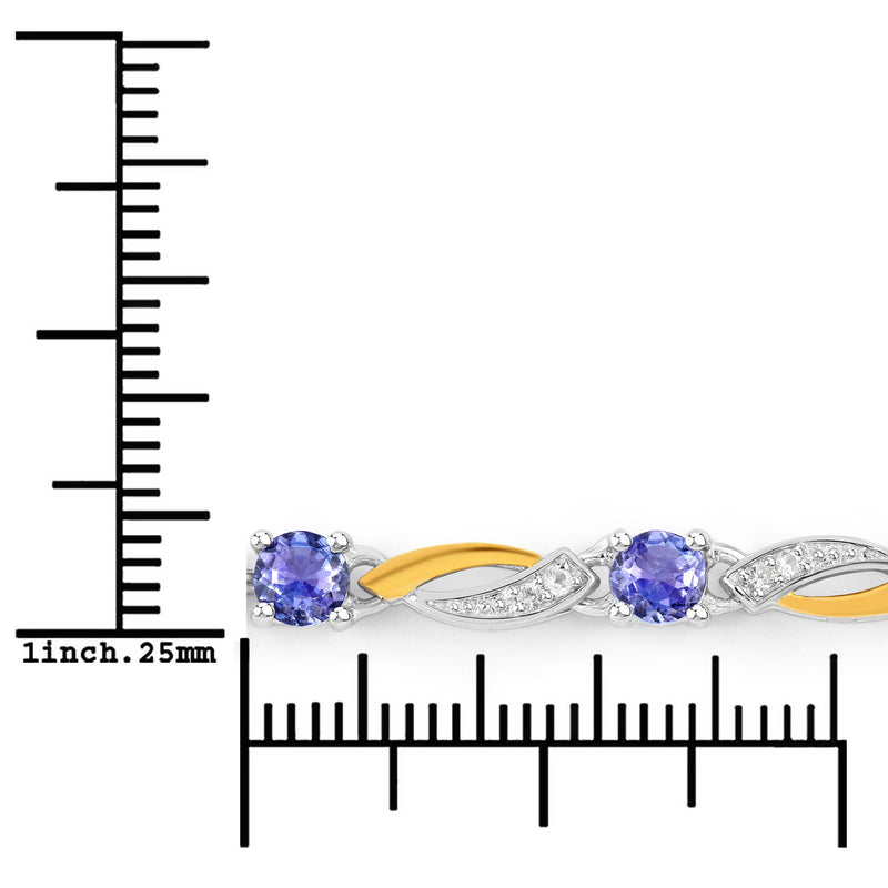 0.77 Carat Genuine Tanzanite and White Sapphire .925 Sterling Silver Bracelet