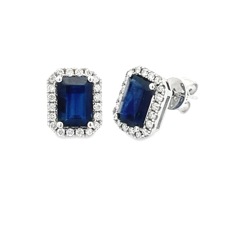 2.44ct Sapphire Diamond Earrings 14KT White Gold