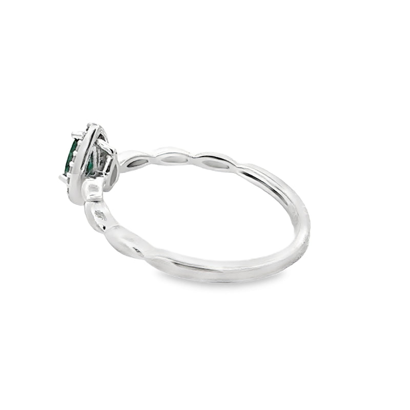 Natural .24ct Emerald Diamond Ring 10KT White Gold