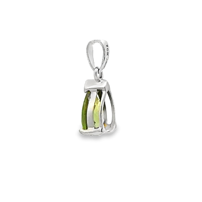 Natural .83ct Peridot Fashion Pendants 10KT White Gold