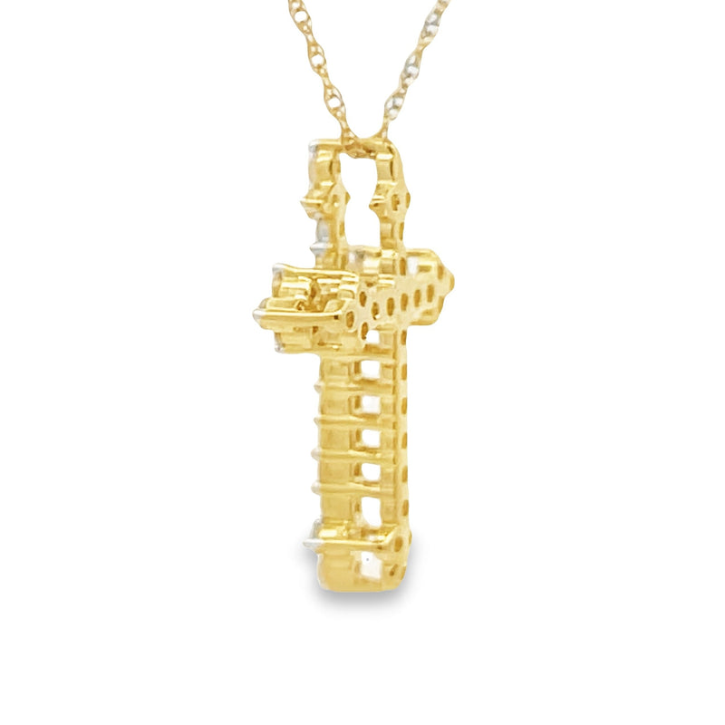 .26ct Diamond Cross Religious Pendant 10KT Yellow Gold