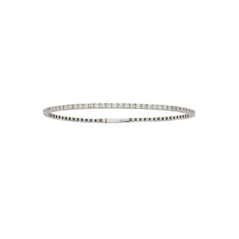 Natural 1.10ct Diamond Bangle Bracelet 14KT White Gold