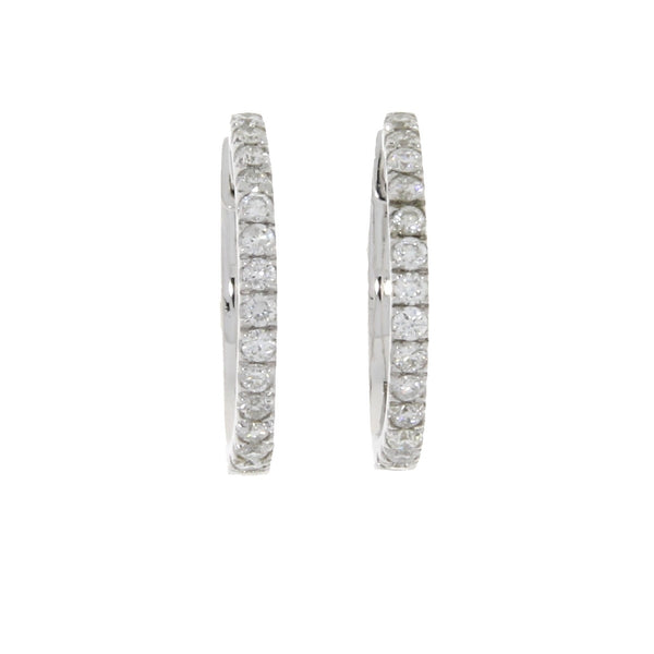 Genuine .51ct Diamond Hoop Earrings 14KT White Gold