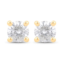 0.23 Carat Genuine White Diamond 10K Yellow Gold Earrings