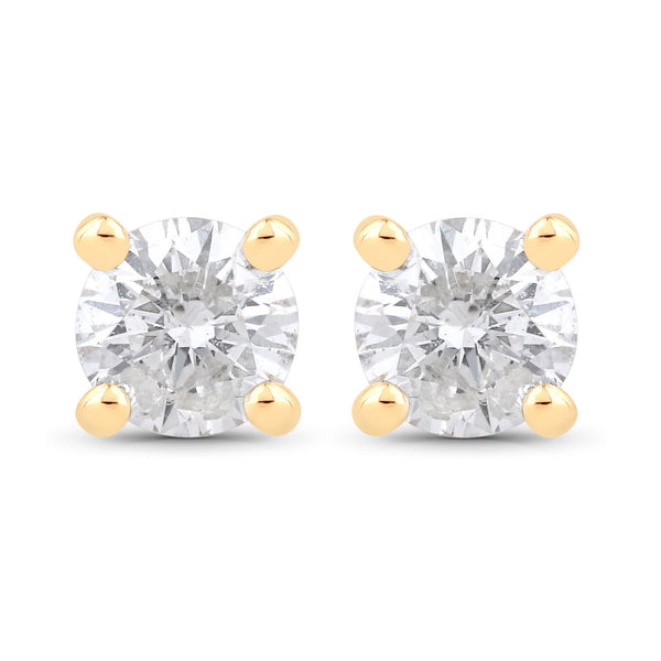 0.23 Carat Genuine White Diamond 10K Yellow Gold Earrings