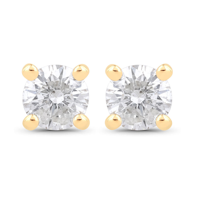 0.23 Carat Genuine White Diamond 10K Yellow Gold Earrings