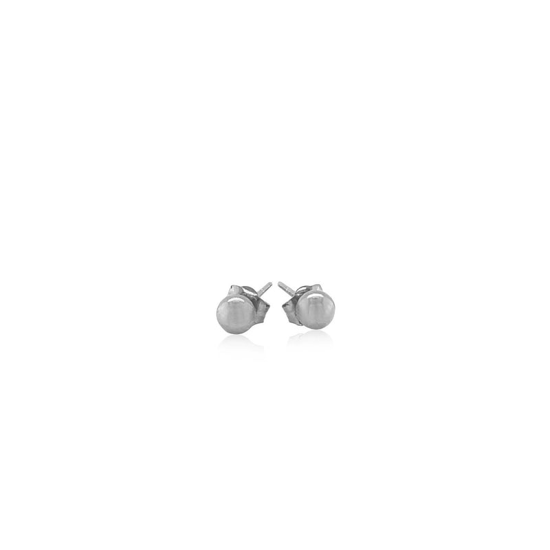 14k White Gold Round Stud Earrings (4.0 mm)