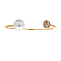 .13ct South Sea Pearl Bangle Bracelet 18KT Yellow Gold