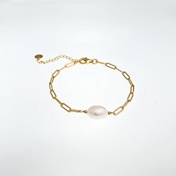 V3 Jewelry Freshwater Pearl & 18k Gold-Plated Paper Clip Adjustable Bracelet