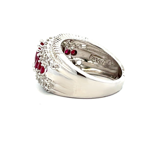 Natural Ruby Created Sapphire Ring Sterling Silver