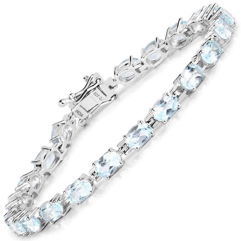 11.22 Carat Genuine Blue Topaz .925 Sterling Silver Bracelet