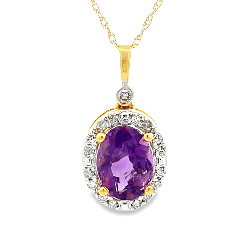 Amethyst Diamond Fashion Pendants 10KT Yellow Gold