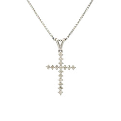 .10ct Diamond Cross Religious Pendant Sterling Silver