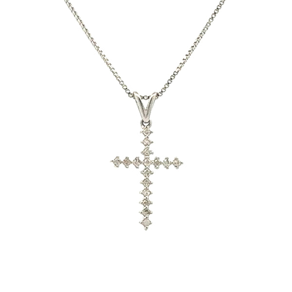 .10ct Diamond Cross Religious Pendant Sterling Silver