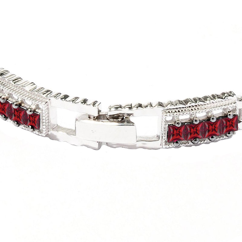 Sterling Silver Ruby Link Bracelet