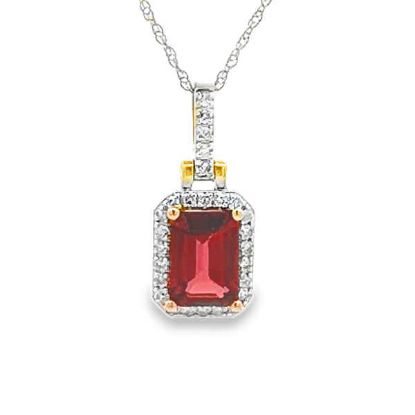 1.12ct Garnet Diamond Fashion Pendants 14KT Yellow Gold