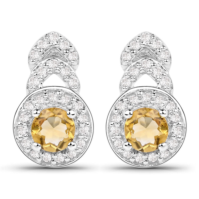 2.60 Carat Genuine Citrine and White Topaz .925 Sterling Silver Jewelry Set