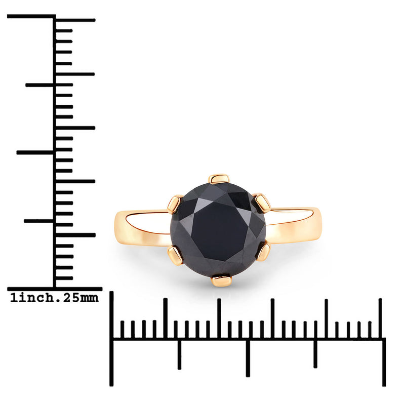 3.99 Carat Genuine Black Diamond 14K Yellow Gold Ring