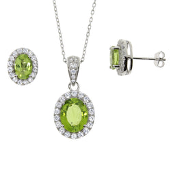 Peridot Created Sapphire Jewelry sets Sterling Silver