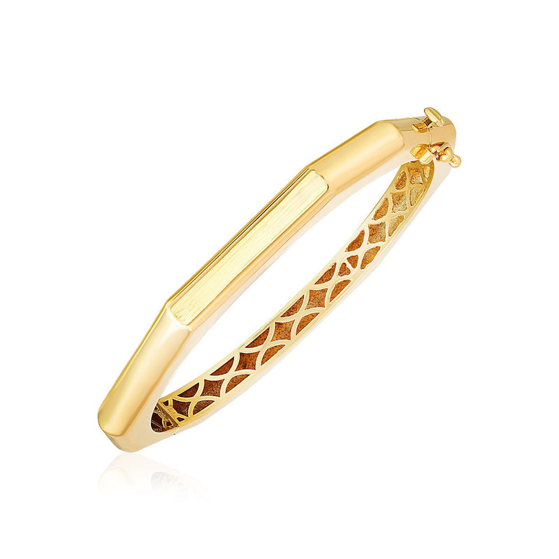 14k Yellow Gold High Polish Geometric Bangle (6.1 mm)