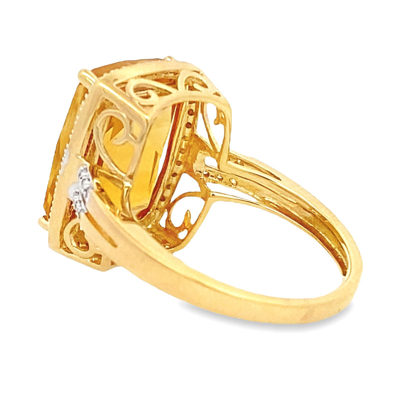 Natural 4.42ct Citrine Diamond Ring 14KT Yellow Gold