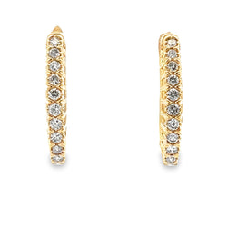 Natural .50ct Diamond Hoop Earrings 10KT Yellow Gold