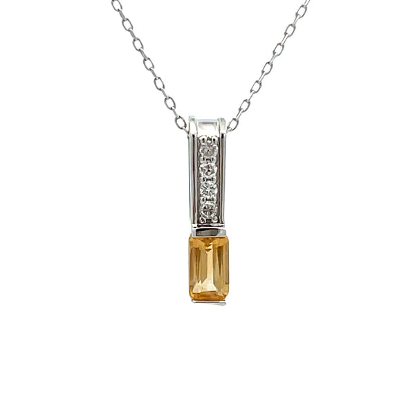 .06ct Citrine Diamond Fashion Pendants 10KT White Gold