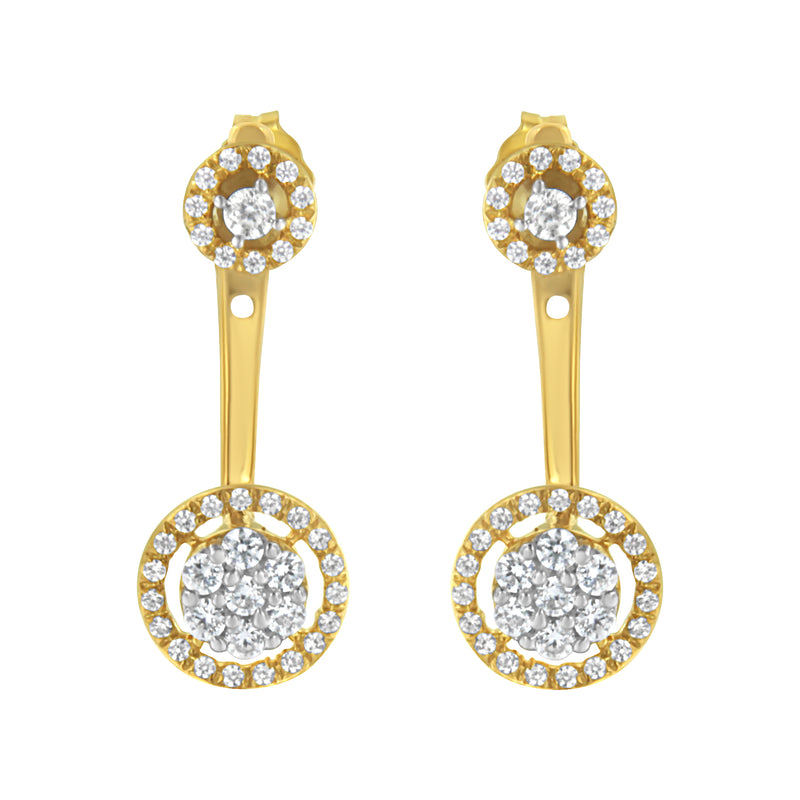 14K Yellow Gold Plated .925 Sterling Silver 5/8 Cttw Diamond Removable Stud and Dangle Earrings (I-J Color, I2-I3)