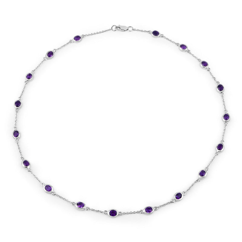 6.12 Carat Genuine Amethyst .925 Sterling Silver Necklace