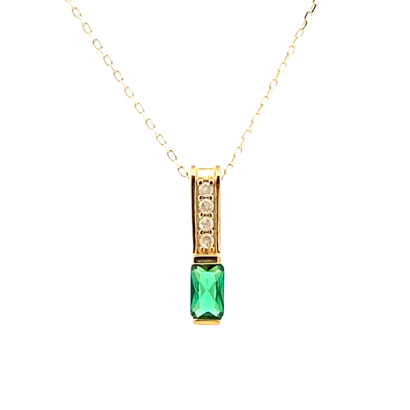 .06ct Created Emerald Fashion Pendants 10KT Yellow Gold