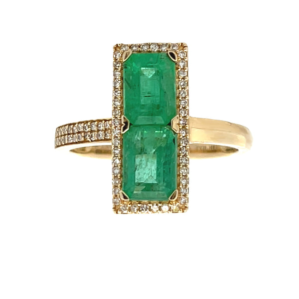 Genuine 2.34ct Emerald Diamond Ring 14KT Yellow Gold