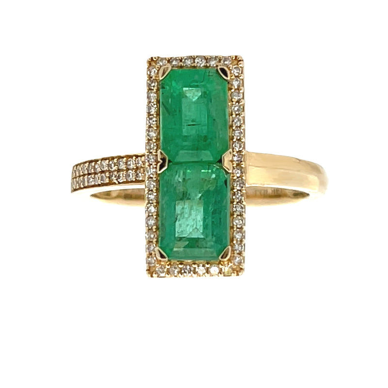 Genuine 2.34ct Emerald Diamond Ring 14KT Yellow Gold