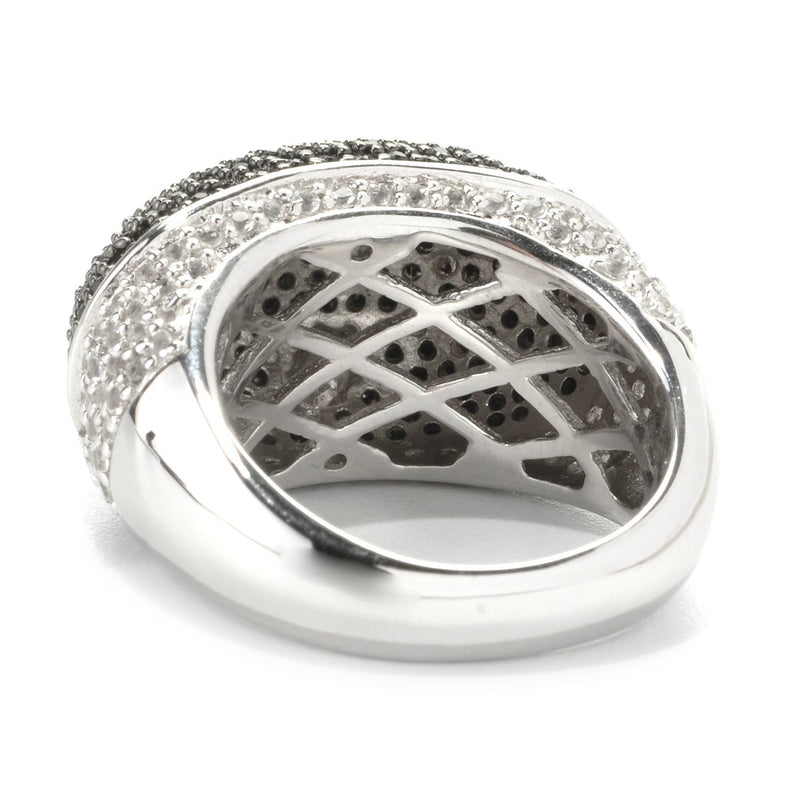 V3 Jewelry Black Spinel & White Topaz Dome Ring