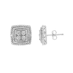 10K Yellow, White, and Rose Gold Plated Sterling Silver Diamond Accent Earrings (I-J Clarity, I3 Color)